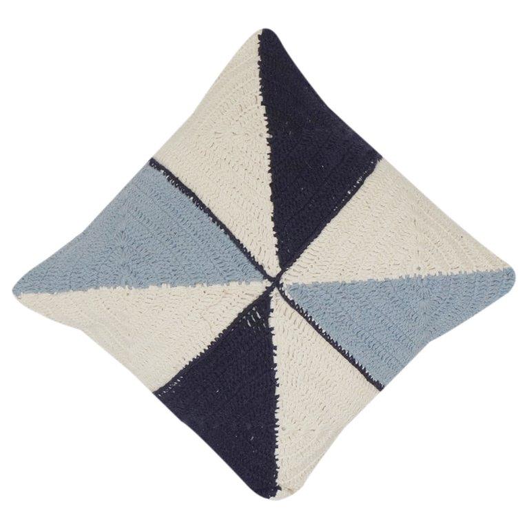 Knitted Geometric Cotton Cushion Cover – Handmade Color Block Throw Pillow Cover (18x18 Inch) - Bulk manufacturer & supplier from Panipat, India