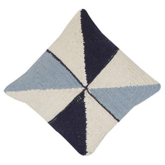 Knitted Geometric Cotton Cushion Cover – Handmade Color Block Throw Pillow Cover (18x18 Inch)