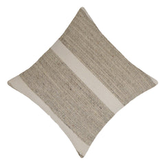 Handwoven Cotton Cushion Cover 45x45 cm | Natural & Ivory Textured Stripe Design | Artisan Woven Decorative Throw Pillow Cover | Hidden Zipper | Modern Boho Home Décor