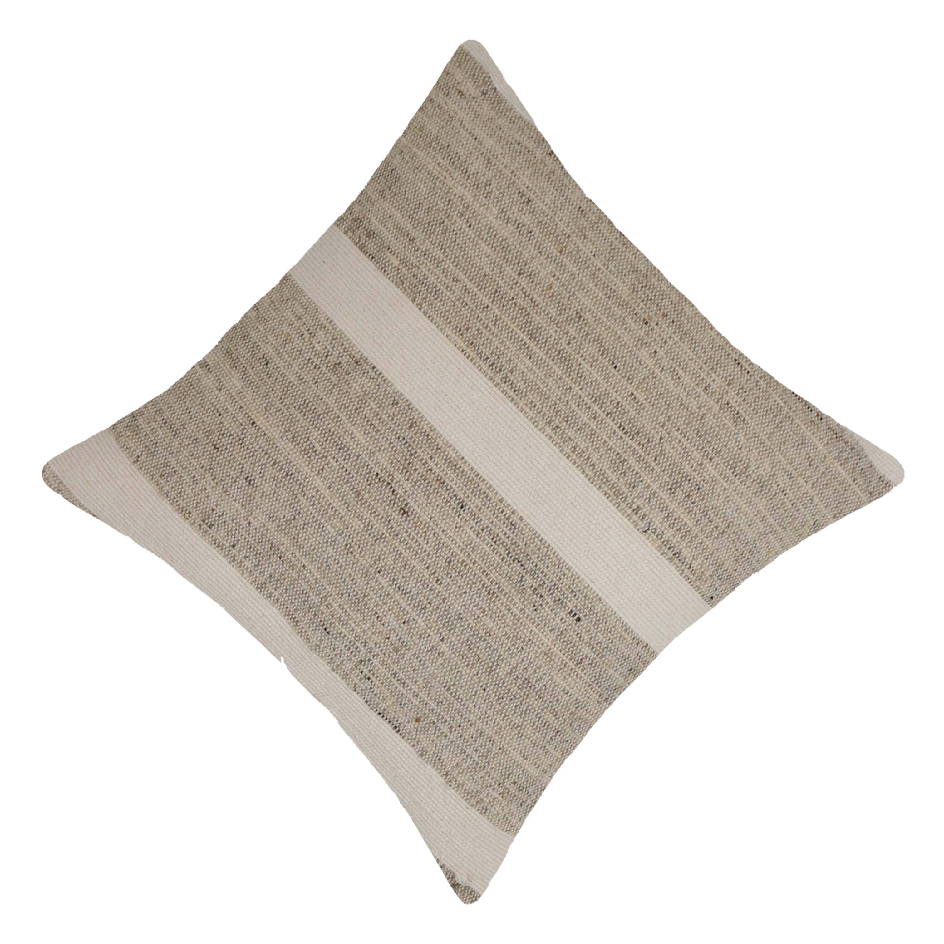 Handwoven Cotton Cushion Cover 45x45 cm | Natural & Ivory Textured Stripe Design | Artisan Woven Decorative Throw Pillow Cover | Hidden Zipper | Modern Boho Home Décor