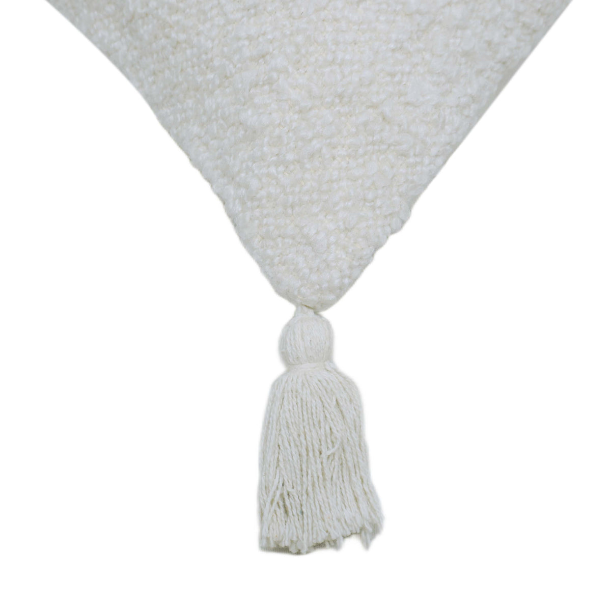Handwoven Ivory Textured Cushion Cover with Tassel Corners – 45 x 45 cm