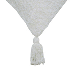 Handwoven Ivory Textured Cushion Cover with Tassel Corners – 45 x 45 cm