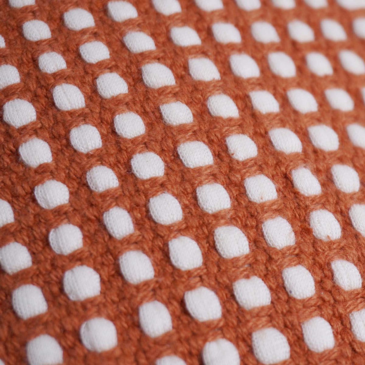 Handmade Terracotta Geometric Dot Pattern Cotton Cushion Cover 45x45 cm | Modern Boho Decorative Pillow Cover with Concealed Zip - Bulk manufacturer & supplier from Panipat, India