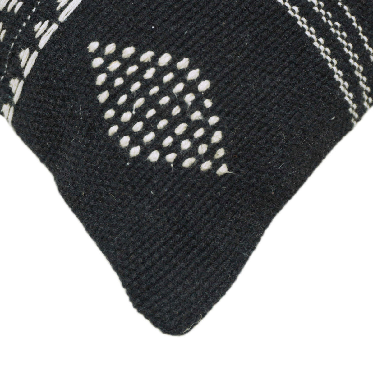 Handwoven Black & Cream Cotton Cushion Cover – 45 x 45 cm
