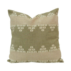 Sage Green Printed Cotton Cushion Cover | Geometric Floral Design | 45x45 cm