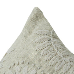 Ivory Floral Embroidered Cotton Cushion Cover | Textured Neutral Throw Pillow Cover | 18x18 Inch Decorative Cushion
