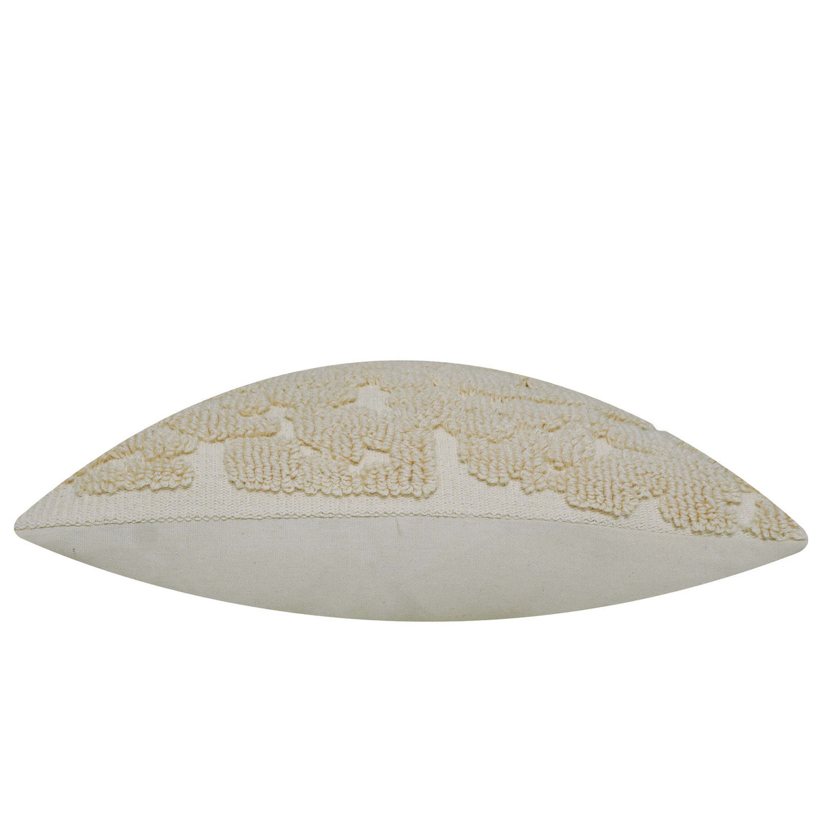 Handmade Tufted Loop Cotton Cushion Cover 45x45 cm | Textured Floral Leaf Design | Decorative Throw Pillow Cover with Hidden Zipper | Ivory | 18x18 Inch