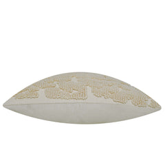 Handmade Tufted Loop Cotton Cushion Cover 45x45 cm | Textured Floral Leaf Design | Decorative Throw Pillow Cover with Hidden Zipper | Ivory | 18x18 Inch