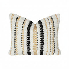 Textured Woven Stripe Cushion Cover – Cotton Blend Lumbar Pillow Cover 40x60 cm | Neutral Boho Decorative Cushion