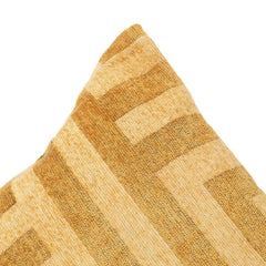 Geometric Jacquard Cotton Cushion Cover 45x45 cm | Textured Mustard Abstract Pattern | Modern Decorative Pillow Case