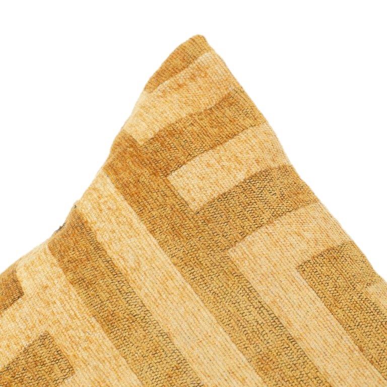 Geometric Jacquard Cotton Cushion Cover 45x45 cm | Textured Mustard Abstract Pattern | Modern Decorative Pillow Case