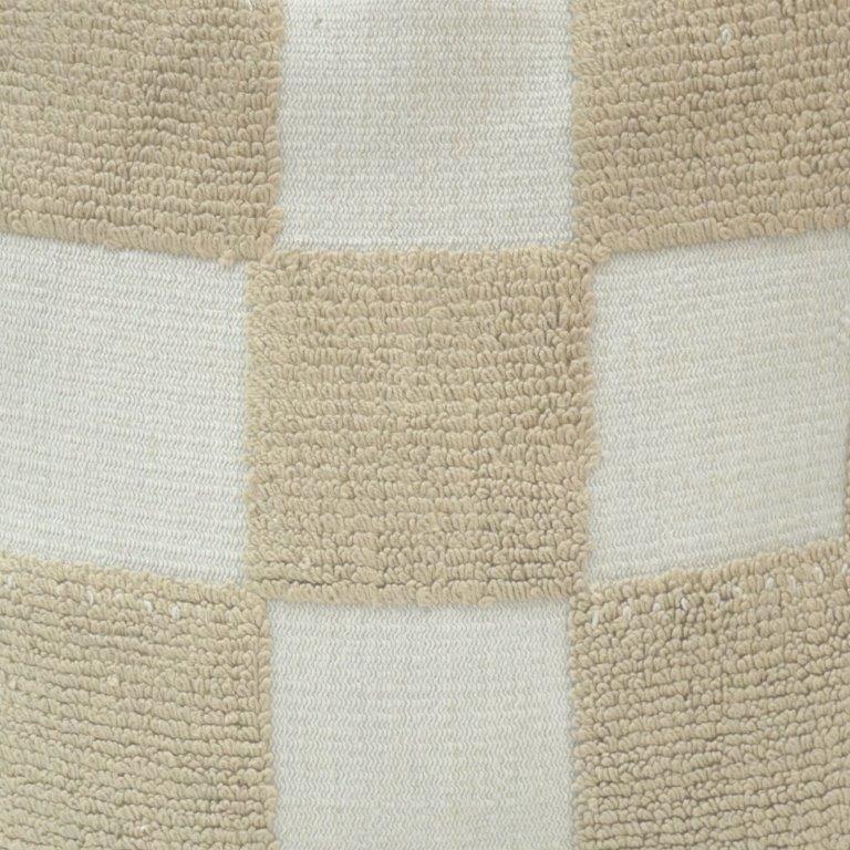 Ivory & Beige Checkered Embroidered Cushion Cover | Textured Cotton Pillow Cover 45x45 cm - Bulk manufacturer & supplier from Panipat, India