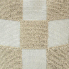 Ivory & Beige Checkered Embroidered Cushion Cover | Textured Cotton Pillow Cover 45x45 cm