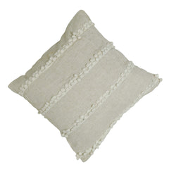 Handwoven Cotton Cushion Cover with Textured Pom Pom Stripes – 45 x 45 cm, Ivory