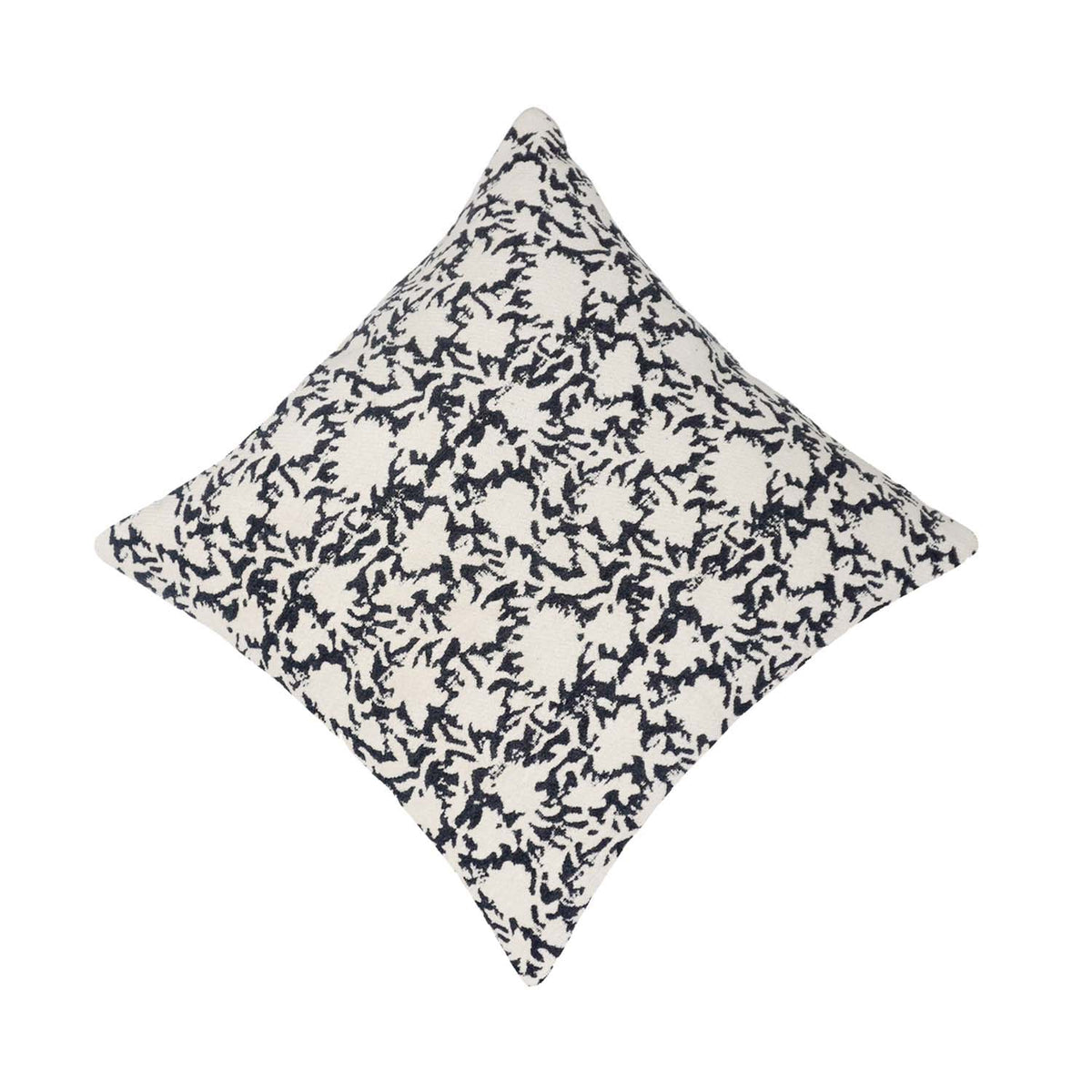 Black & Ivory Jacquard Cotton Cushion Cover 45x45 cm | Woven Floral Pattern | Decorative Throw Pillow Cover | Hidden Zipper | Modern Home Décor - Bulk manufacturer & supplier from Panipat, India