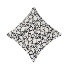 Black & Ivory Jacquard Cotton Cushion Cover 45x45 cm | Woven Floral Pattern | Decorative Throw Pillow Cover | Hidden Zipper | Modern Home Décor