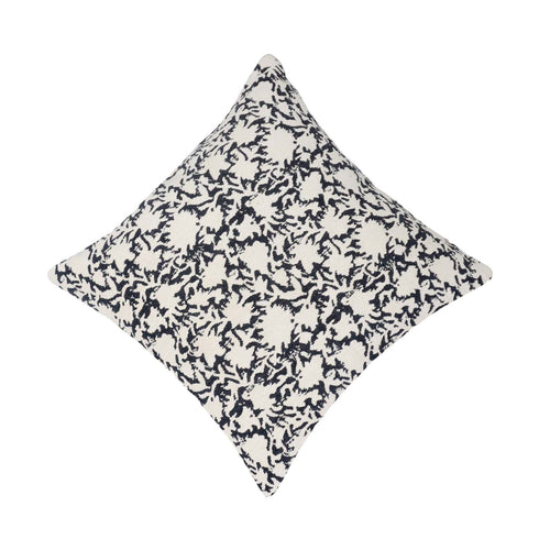 Black & Ivory Jacquard Cotton Cushion Cover 45x45 cm | Woven Floral Pattern | Decorative Throw Pillow Cover | Hidden Zipper | Modern Home Décor