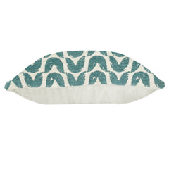Teal Abstract Wave Embroidered Cotton Cushion Cover | Modern Textured Throw Pillow Cover 18x18 Inch