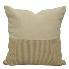 Ivory & Beige Two-Tone Color-Block Handwoven Cotton Cushion Cover 45x45 cm