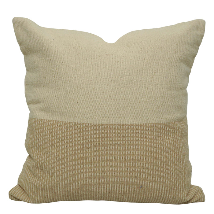 Handwoven Cotton Cushion Cover 45x45 cm | Natural Beige Color Block Woven Cushion Cover | Modern Minimalist Decorative Pillow Cover with Concealed Zipper | 18 x 18 Inch