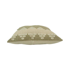 Sage Green Printed Cotton Cushion Cover | Geometric Floral Design | 45x45 cm