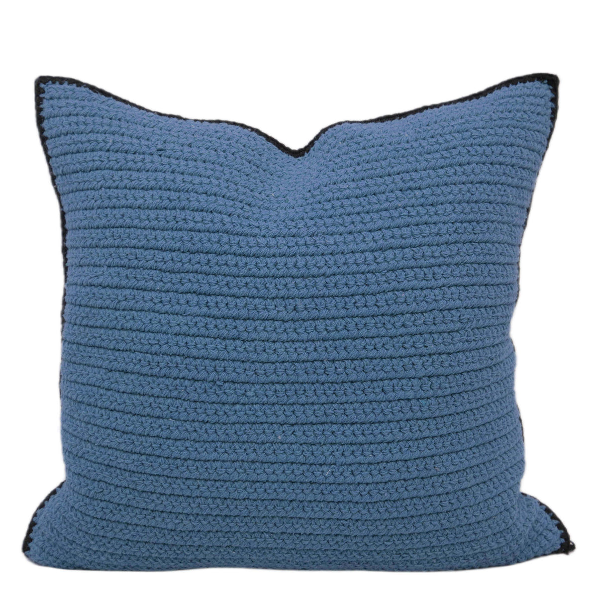 Handcrafted Textured Cushion Cover in Blue | Handmade Decorative Throw Pillow Cover | 45 x 45 cm (18 x 18 Inches) | Modern Solid Textured Home Décor