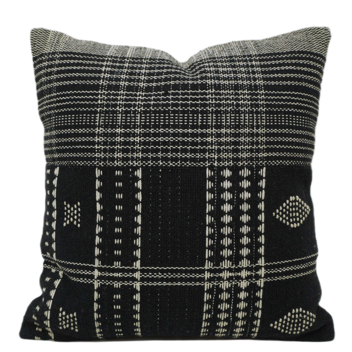 Handwoven Black & Cream Cotton Cushion Cover – 45 x 45 cm