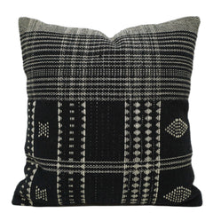 Handwoven Black & Cream Cotton Cushion Cover – 45 x 45 cm