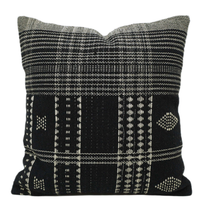 Handwoven Black & Cream Cotton Cushion Cover – 45 x 45 cm