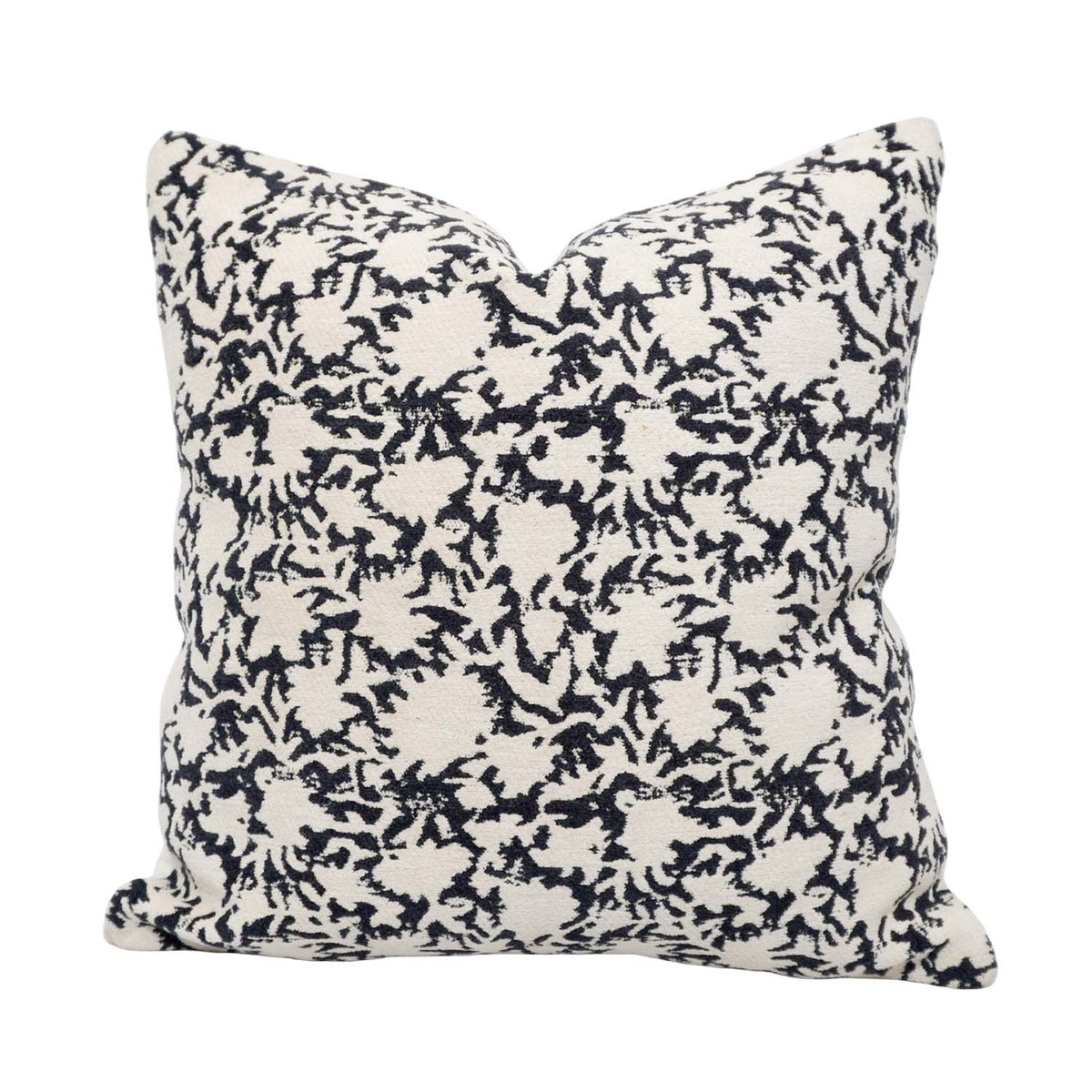 Black & Ivory Jacquard Cotton Cushion Cover 45x45 cm | Woven Floral Pattern | Decorative Throw Pillow Cover | Hidden Zipper | Modern Home Décor - Bulk manufacturer & supplier from Panipat, India