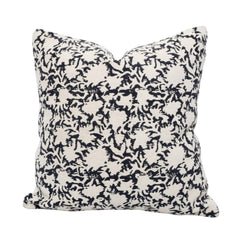 Black & Ivory Jacquard Cotton Cushion Cover 45x45 cm | Woven Floral Pattern | Decorative Throw Pillow Cover | Hidden Zipper | Modern Home Décor