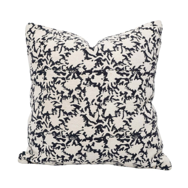 Black & Ivory Jacquard Cotton Cushion Cover 45x45 cm | Woven Floral Pattern | Decorative Throw Pillow Cover | Hidden Zipper | Modern Home Décor