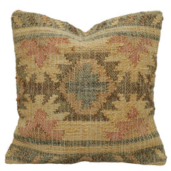 Handwoven Jute Cushion Cover 45x45 cm | Rustic Geometric Woven Decorative Throw Pillow Cover | Artisan Handmade Boho Farmhouse Cushion Cover with Hidden Zipper