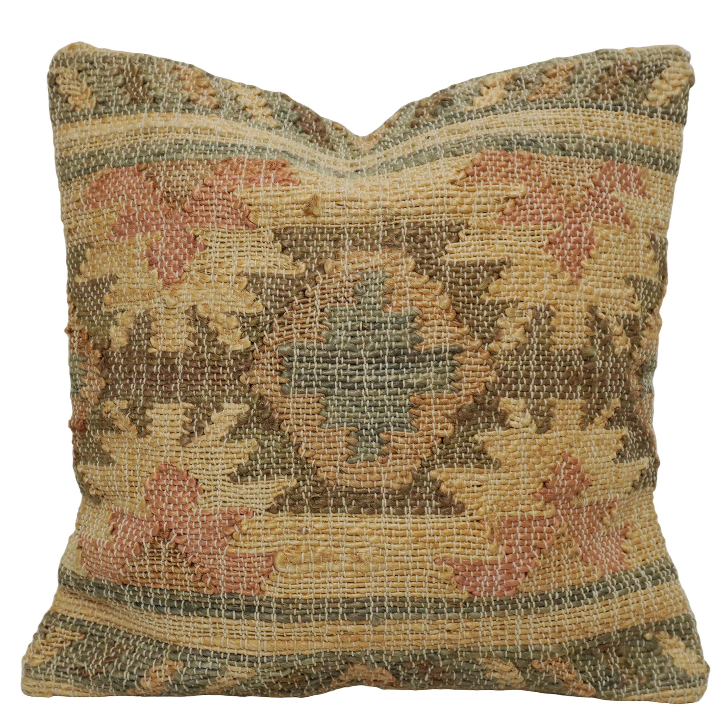 Handwoven Jute Cushion Cover 45x45 cm | Rustic Geometric Woven Decorative Throw Pillow Cover | Artisan Handmade Boho Farmhouse Cushion Cover with Hidden Zipper