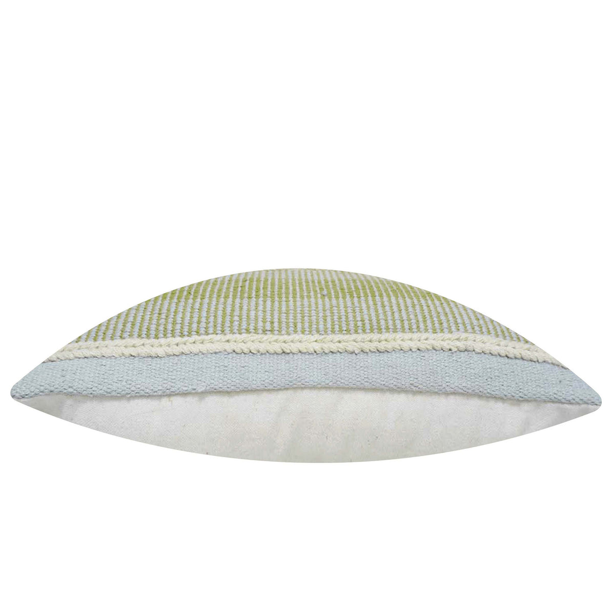 Handwoven Green & Ivory Textured Cushion Cover | 45x45 cm | Cotton Woven Decorative Pillow Cover