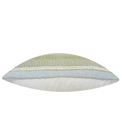 Handwoven Green & Ivory Textured Cushion Cover | 45x45 cm | Cotton Woven Decorative Pillow Cover
