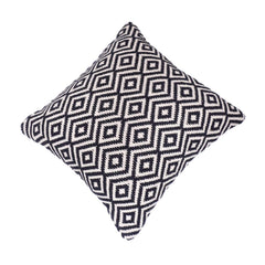 Handwoven Black & White Diamond Pattern Cotton Cushion Cover | Geometric Boho Throw Pillow Cover | 45x45 cm