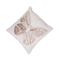 Hand Embroidered Butterfly Cotton Cushion Cover 45x45 cm | Beaded Decorative Throw Pillow Cover | Artisan Handmade Home Décor