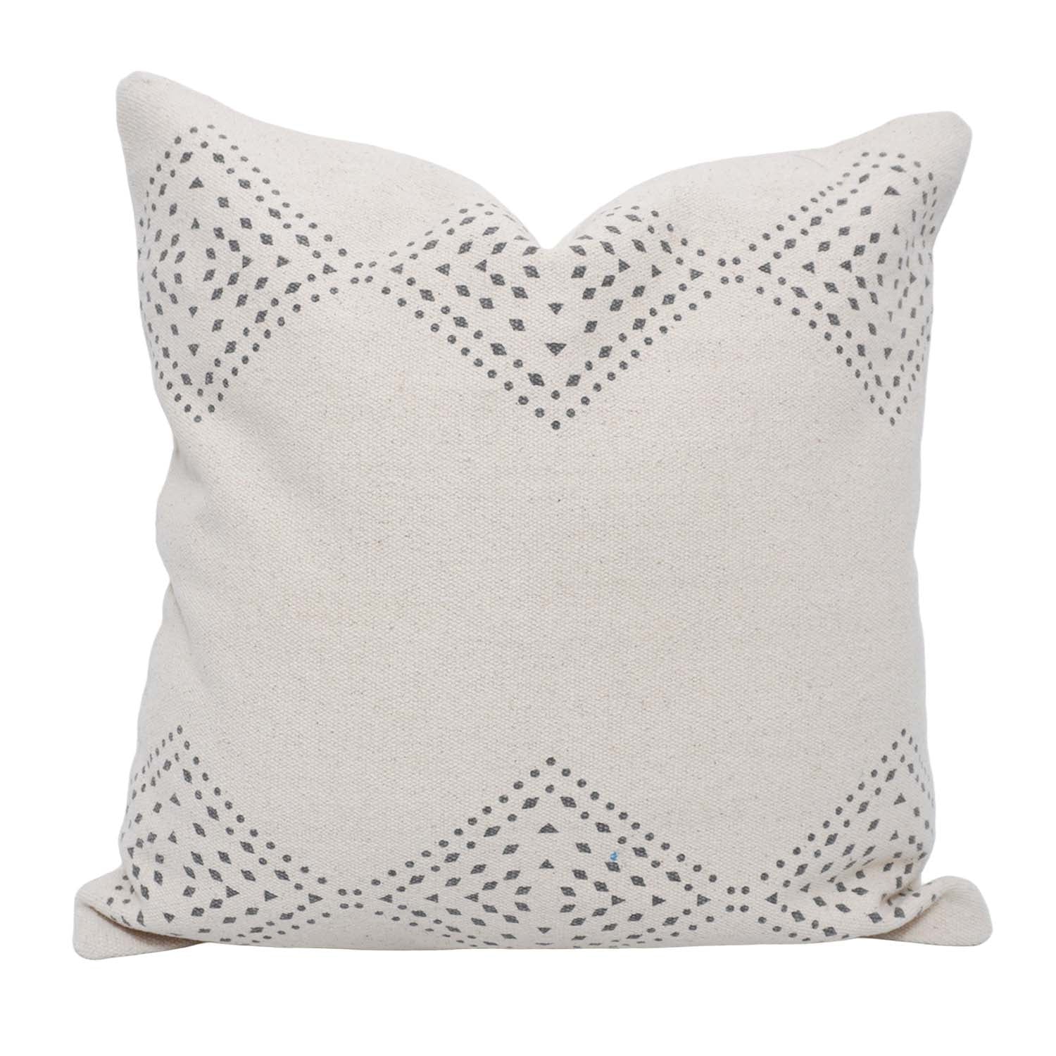 Printed Cotton Cushion Cover 45x45 cm | Geometric Border Print | Decorative Square Throw Pillow Cover | Hidden Zipper | Modern Boho Home Décor