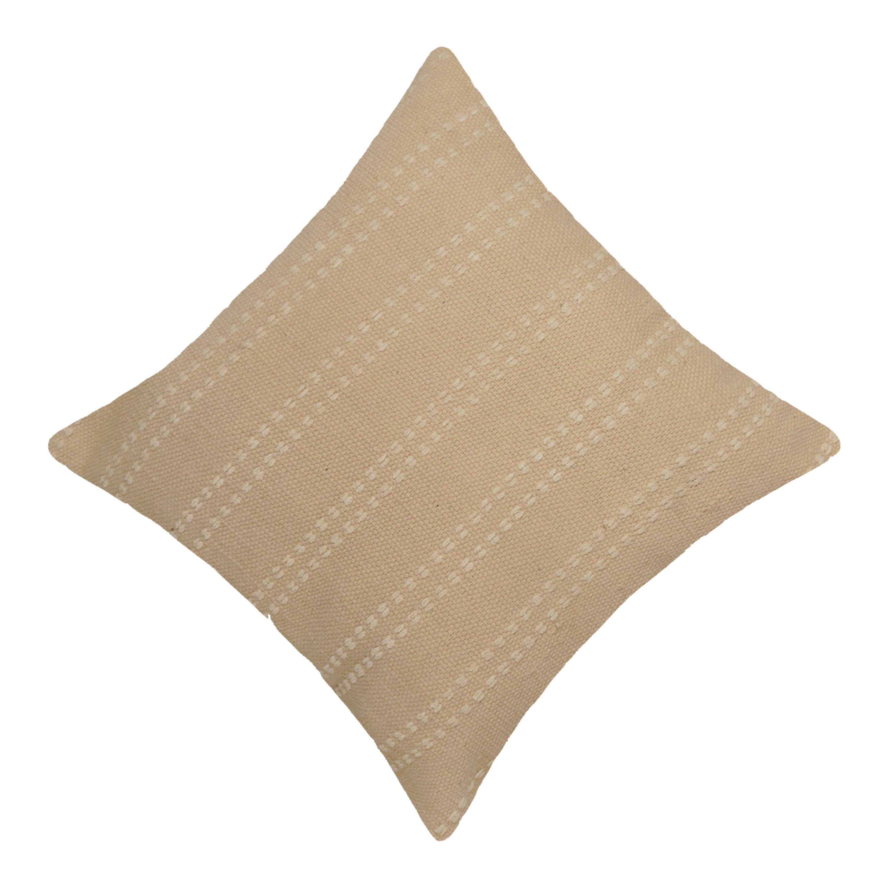 Handwoven Cotton Cushion Cover 45x45 cm | Textured Woven Throw Pillow Cover | Natural Cream Decorative Cushion Cover