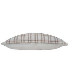 Handwoven Cotton Plaid Cushion Cover 45x45 cm | Beige & Ivory Check Pattern | Woven Decorative Throw Pillow Cover with Concealed Zip
