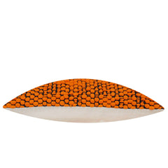 Orange pom pom textured handwoven cotton polyester cushion cover 35x50 cm