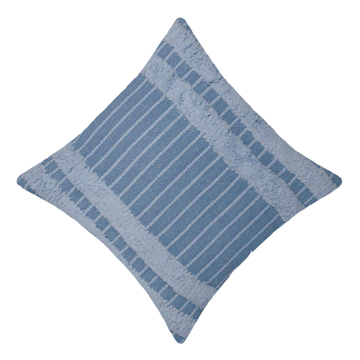 Handcrafted Tufted Sky Blue Striped Cushion Cover – 45 x 45 cm