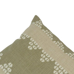 Sage Green Printed Cotton Cushion Cover | Geometric Floral Design | 45x45 cm