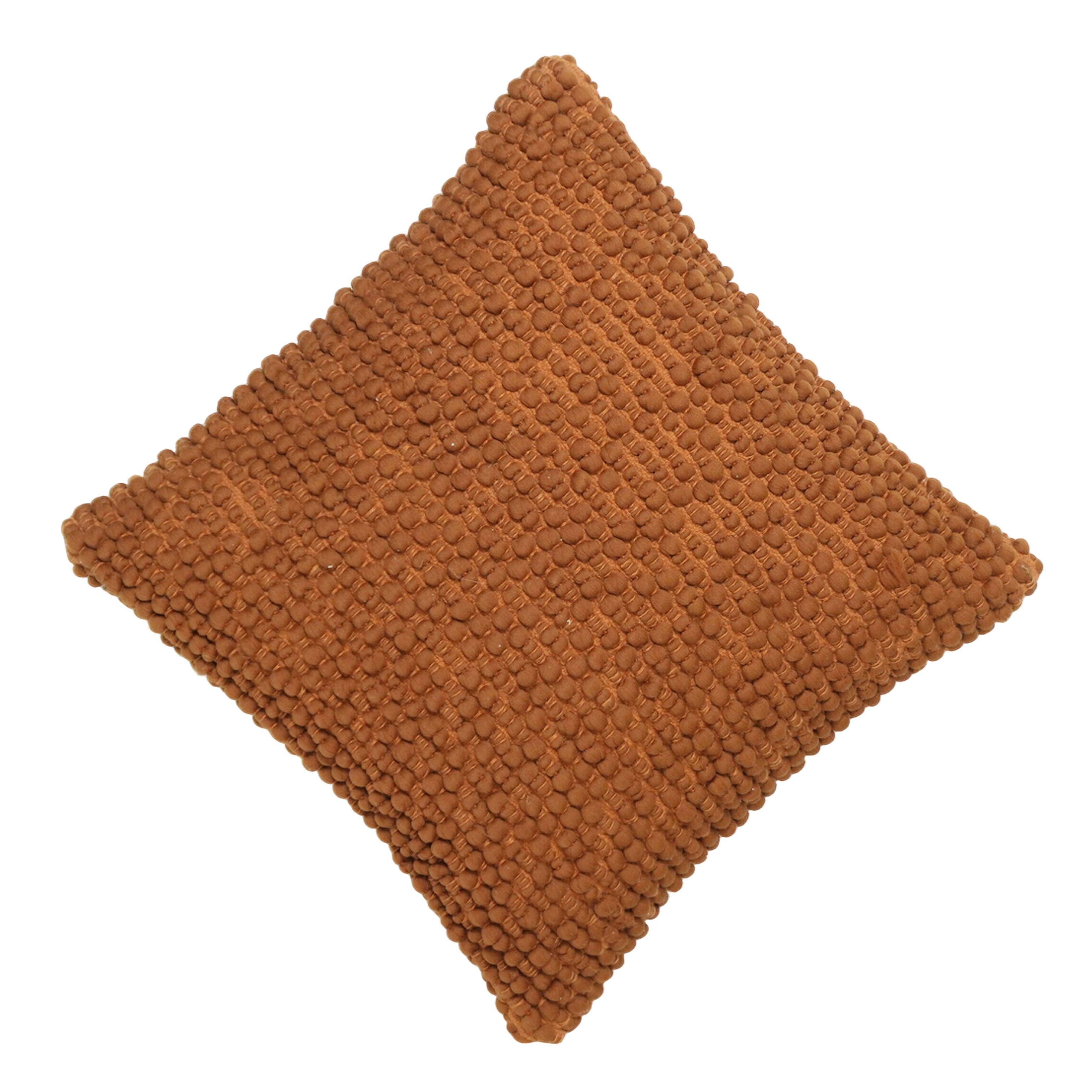 Handwoven Polyester Bobble Textured Cushion Cover 45x45 cm | Decorative Throw Pillow Cover with Concealed Zip | Modern Boho Sofa & Living Room Décor | Rust Brown