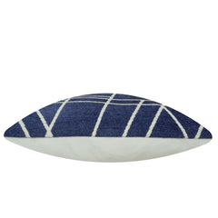 Modern Geometric Jacquard Cushion Cover 45x45 cm | 100% Cotton Decorative Throw Pillow Cover | Navy Blue & Ivory | Hidden Zipper | Sofa, Bed & Living Room Décor