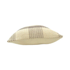 Handwoven Cotton Checkered Cushion Cover 45x45 cm | Artisan Woven Decorative Throw Pillow Cover in Natural & Taupe