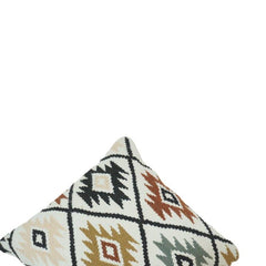 Handmade Cotton Kilim Cushion Cover 45x45 cm | Geometric Tribal Pattern | Boho Decorative Pillow Cover