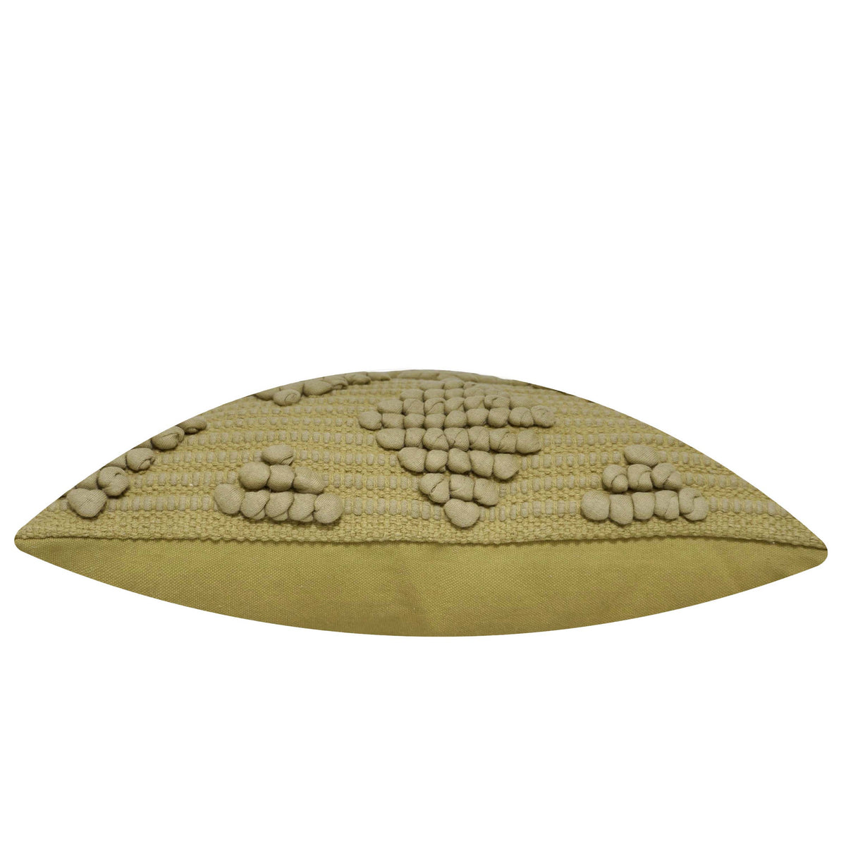 Handwoven Chindi Cushion Cover 45x45 cm – Textured Floral Design, Beige & Olive Green
