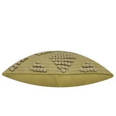 Handwoven Chindi Cushion Cover 45x45 cm – Textured Floral Design, Beige & Olive Green